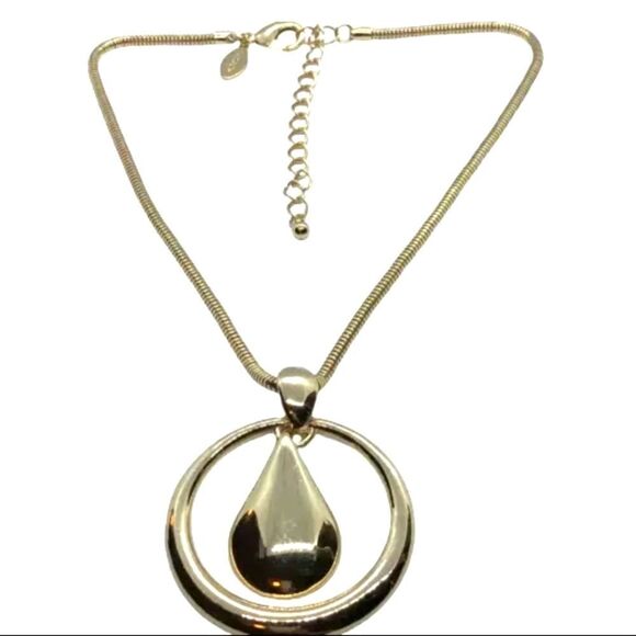 Chico's Silver Tone Snake Chain Liquid Metal Pendant Necklace Adjust 16-19" - Picture 1 of 6